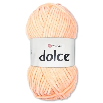 Afbeelding van Frida&#039;s Wollhaus YarnArt Dolce Bolletje Chenille breiwol, haak en amigurumi garen, 100 g, 64 kleuren, 773 abrikoos