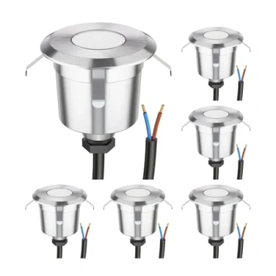 Afbeelding van ledscom.de 6 AGENA vloerinbouw leds voor buiten, IP65, roestvrij staal, rond, 60 mm Ø, warm wit
