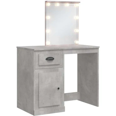 Afbeelding van Make up tafel Met Led Verlichting 90X42X132,5 Cm Betongrijs