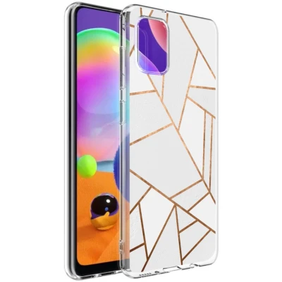 Afbeelding van iMoshion hoesje Geschikt voor Samsung Galaxy A31 Siliconen Design Wit / Meerkleurig Goud White Graphic