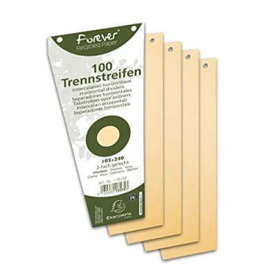 Afbeelding van Exacompta Scheidingsstroken trapezium 180 g/m², gerecycleerd, met perforatie, ivoor (pak 100 stuks)