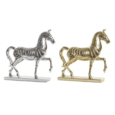 Afbeelding van Decoratieve figuren DKD Home Decor Paard Ziverachtig Gouden Hars (34 x 9,5 33,5 cm) (2 Stuks)