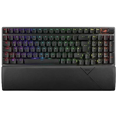 Afbeelding van ASUS ROG Strix Scope II 96 Draadloos mechanisch gamingtoetsenbord (ROG NX schakelaars, polssteun, 4 GHz, Bluetooth, bekabeld, Omni ontvanger, Aura Sync RGB verlichting, QWERTZ lay out)