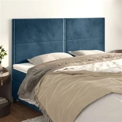 Afbeelding van vidaXL Hoofdborden 4 st 80x5x78/88 cm fluweel donkerblauw