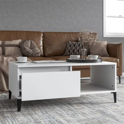 Image de vidaXL Table basse Blanc 90x50x36,5 cm Bois d&#039;ingénierie830580