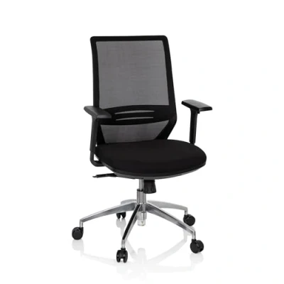 Afbeelding van hjh OFFICE Profondo Professionele bureaustoel Zwart stof / netstof
