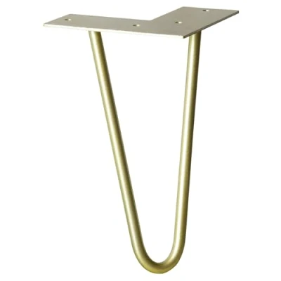 Afbeelding van WAGNER Meubelvoet/meubelvoet/meubelvoet HAIRPIN LEG retrostijl gepoedercoat staal goud 12 x 20 cm, conische/schuine voet, met geïntegreerde schroefplaat 12822501