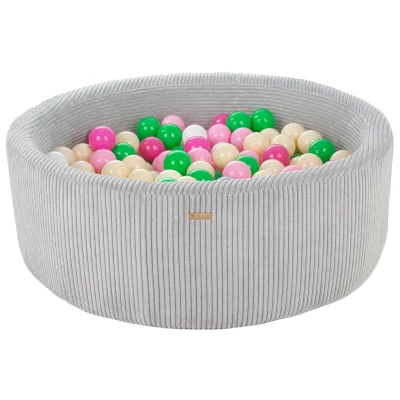 Afbeelding van Ronde Corduroy Ballenbak met 300 Ballen 90 cm (Zwembad/Ballenbad: Grijs/Wit, Groen, Roze, Lichtroze, Cappuccino)