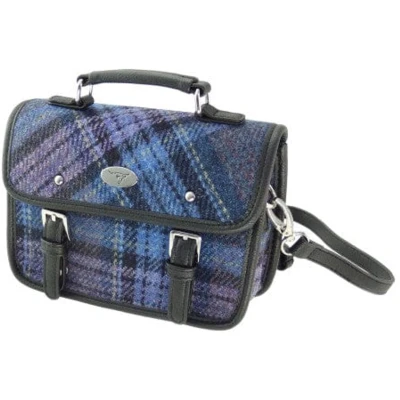 Afbeelding van Mini Tas Harris Bervie Stewart Blauw en Paars 15x20x7,5 Tweed Glen Appin of Scotland