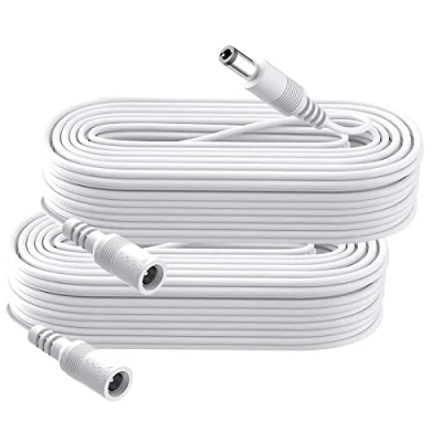 Afbeelding van 2 stuks 5 m DC stroomverlengkabel, 5,5 mm x 2,1 stekker, stekker naar bus, V 6 9 12 24 voor beveiligingscamera&#039;s, DVR, router, printer, ledstrip, wit
