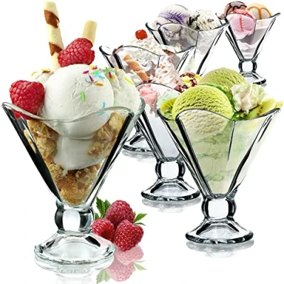 Afbeelding van IJsbekerset, ijsschalen, dessertglazen met voet voor ijs, desserts, fruit, voorgerechten, cocktails, 6 stuks, 200 ml