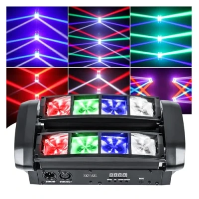 Afbeelding van ZKYMZL Spider Moving Head Light LED Beam DJ Lights RGBW Sound Activated and DMX512 Control voor Party Pub Disco Show Bruiloft Event Stage Lighting.