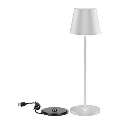 Image de V TAC VT 7522 W Lampe de table rechargeable Dimming tactile (3000K blanc chaud) (H) 38.6 cm Ø7.9 Base (blanche) Fonctionne jusqu&#039;à 10 heures Protection contre l&#039;humidité et la poussière