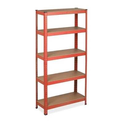 Afbeelding van Relaxdays stellingkast rood opbergrek berging stellingrek steekverbinding rek