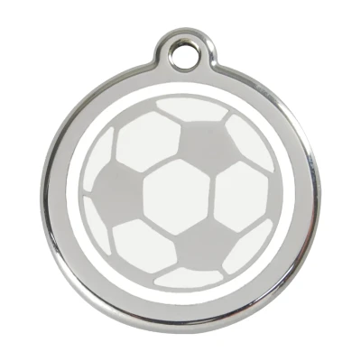 Afbeelding van Soccerball White roestvrijstalen hondenpenning large/groot dia. 3,8 cm RedDingo