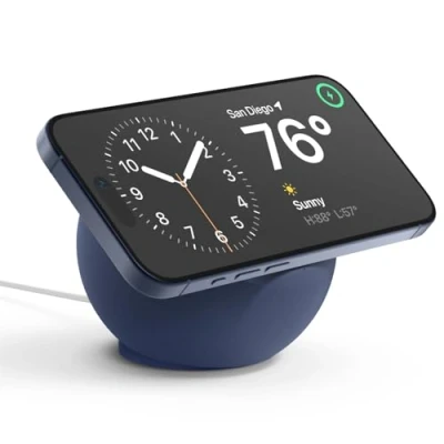 Afbeelding van elago MS2 Oplaadstation, compatibel met MagSafe oplader, telefoonhouder van aluminium, iPhone 15, 14, 13, 12 serie [kabel niet inbegrepen] (blauw)