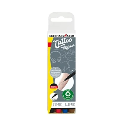 Afbeelding van Eberhard Faber tattoo stiften 4 stuks kleuren rood, bruin, zwart, blauw EF 559505