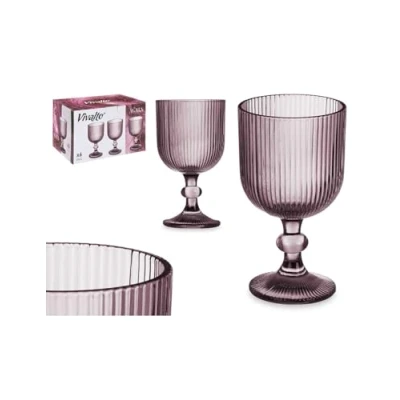 Afbeelding van Wijnglas Strepen Grijs Glas 260 ml (6 Stuks)