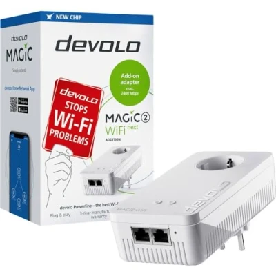 Image de devolo Magic 2 WiFi next Pont 1GbE, HomeGrid Wi Fi 5 Bi bande Branchement mural