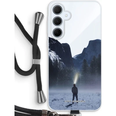 Afbeelding van Case Company® hoesje met Koord geschikt voor Samsung Galaxy A35 Wanderlust Telefoonhoesje Zwart Bescherming aan alle Kanten en Over de Schermrand