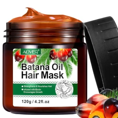 Image de Batana masque capillaire pour la croissance des cheveux, cheveux naturel et biologique prévenir chute avec romarin biotine, aide frisottis fourchues brillance 120g