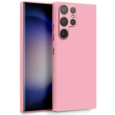 Afbeelding van MyGadget Beschermhoes van siliconen, compatibel met Samsung Galaxy S23 Ultra, zachte en soepele TPU hoes microvezelvoering, extra dun licht, lichtroze