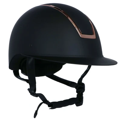 Afbeelding van HKM Cap Lady Shield Zwart/Rosegoud 58 60cm