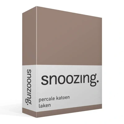 Afbeelding van Snoozing Laken Tweepersoons Percale katoen 200x260 cm Taupe