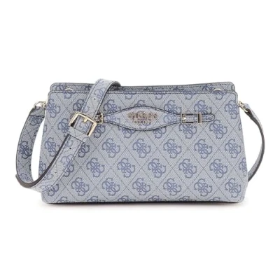 Afbeelding van GUESS schoudertas Katya Crossbody Top Zip Slate Logo blauwgrijs