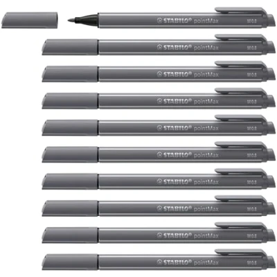 Afbeelding van STABILO pointMax viltstiften, donkergrijs, 10 stuks
