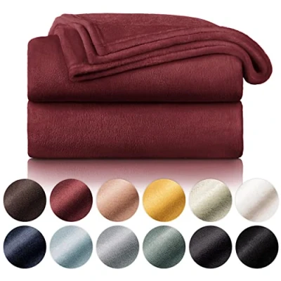 Afbeelding van Blumtal fleece deken hoogwaardige deken, zachte microvezeldeken als bankhoes, sprei, plaid of woonkamerdeken, 270 x 230 cm, Bordeaux