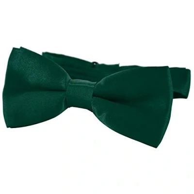 Afbeelding van DonDon Vlinderdas met haak voor kinderen, jongens, gebonden, verstelbaar, 9 x 4,5 cm, glanzend, zijdeeffect, Donkergroen