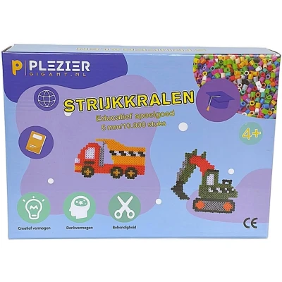 Afbeelding van Strijkkralen 10.000 Stuks 5 mm Bewaardoos Creatief vermogen Denkvermogen Behendigheid 24 kleuren Voorbeeldboek met 90 voorbeelden Complete set DIY