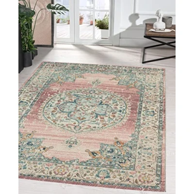 Afbeelding van Buitentapijt voor balkon terras of tuin Roze kleur 240x340 Rechthoekig robuust outdoor Vloerkleed weerbestendig en UV bestendi Binnen Buiten The Carpet Palma