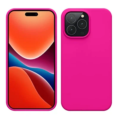 Afbeelding van kwmobile telefoonhoesje geschikt voor Apple iPhone 14 Pro Max Hoesje met siliconen coating Smartphone case in neon roze