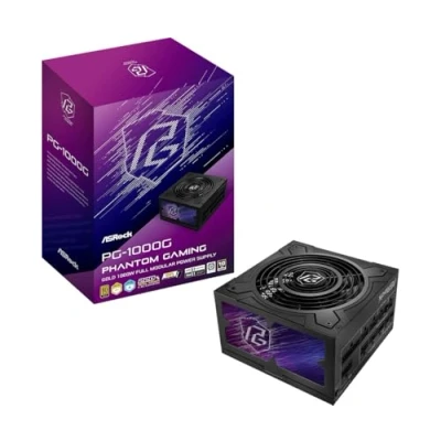Afbeelding van Stroombron ASROCK PG 1000G, PSU, 1000 W, 80 Plus Gold/A, 135 mm, modulair, PCI E 5.1 (12+4pin) x1, (6+2 polig) x3, SATA (5 x9