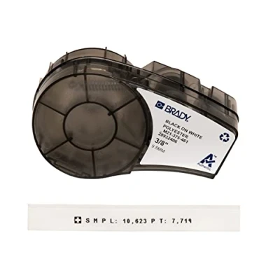 Afbeelding van Brady, Labels, M21 375 461, polyester, zwart op wit, 9,53mm x 6,4m, permanent, eindeloos