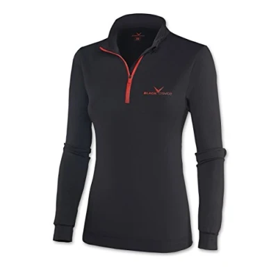Afbeelding van Black Crevice Dames skishirt met ritssluiting, zwart/rood, maat 44