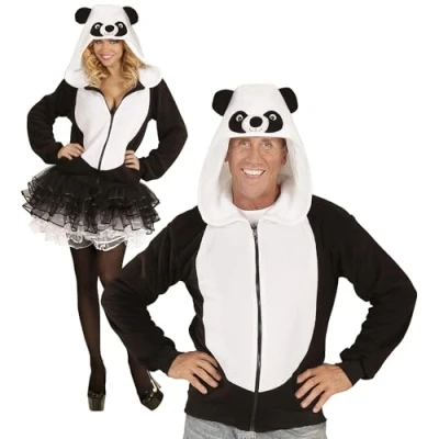Afbeelding van Widmann Panda Kostuum Cute Hoodie Zwart / Wit Small Medium Carnavalskleding Verkleedkleding