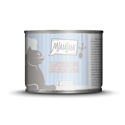 Afbeelding van 6x185g MjAMjAM op jus geblancheerde kalkoen met mosselen kattenvoer nat