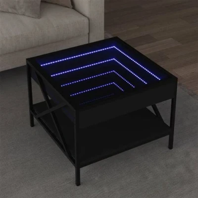 Image de vidaXL Table basse avec LED infini noir 50x50x38 cm847697