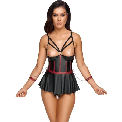 Afbeelding van Cottelli Bondage Babydoll Zwart/Rood