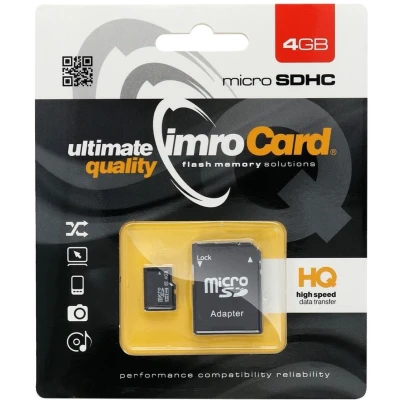 Afbeelding van Imro Micro SD Kaart 4 GB Geheugenkaart Met Adapter Class 10 UHS I