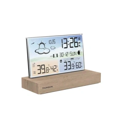 Afbeelding van Thomson Wekker weerstation houten basis