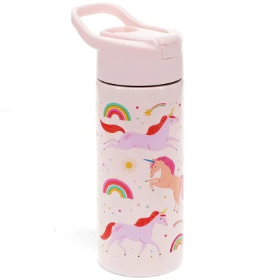 Afbeelding van Rex london rvs drinkfles met rietje unicorn 500 ml