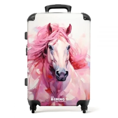 Afbeelding van NoBoringSuitcases.com® Kindertrolley meisjes Koffer paard kinderen 20 kg bagage