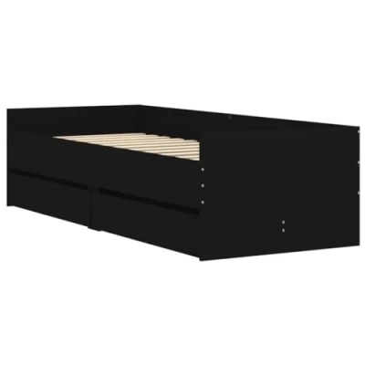 Image de vidaXL Cadre de lit avec tiroirs noir 75x190 cm
