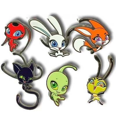 Afbeelding van corimori Miraculous Ladybug Badge 6 Kwami Enamel Pins Jewellery.
