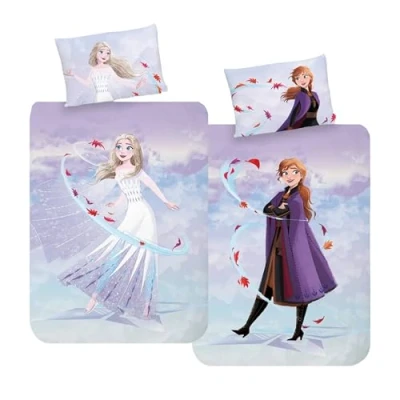 Afbeelding van MTOnlinehandel kinderbeddengoed 100 x 135 cm, Anna &amp; Elsa, babybeddengoed voor meisjes en jongens, 100% katoen, 1 kussensloop 40 60 cm dekbedovertrek