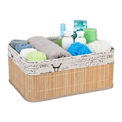 Afbeelding van Relaxdays opbergmand bamboe 15,5 l kast mand mandje voor badkamer opvouwbaar Naturel
